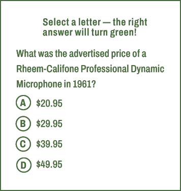 A,B,C,D,Select a letter — the right answer will turn green! What was the advertised price of a Rheem Califone Profess...