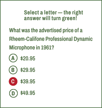 A,B,C,D,Select a letter — the right answer will turn green! What was the advertised price of a Rheem Califone Profess...