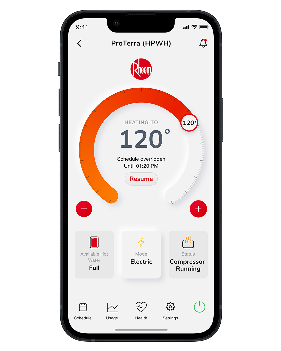 Rheem EcoNet app temperature