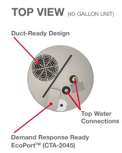 ProTerra Hybrid Electric Heat Pump Water Heater with top water connections